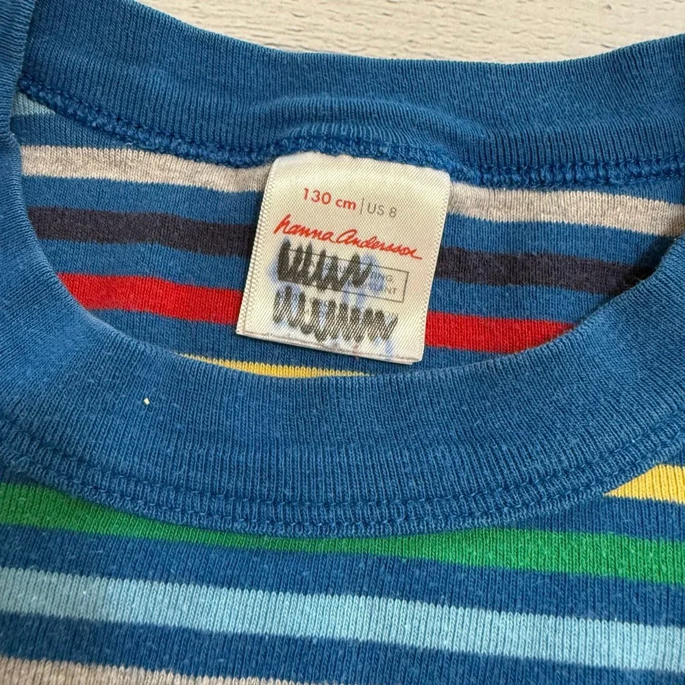 Hanna Andersson kids rainbow stripe short sleeve‎ pajama TOP only 130/8